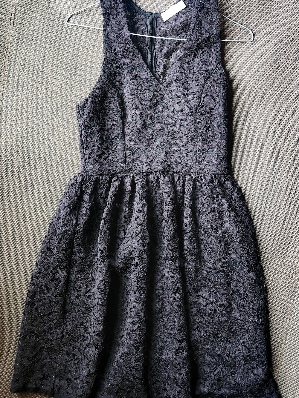 Altar'd State Black Sleeveless Lace Fit-and-Flare Dress